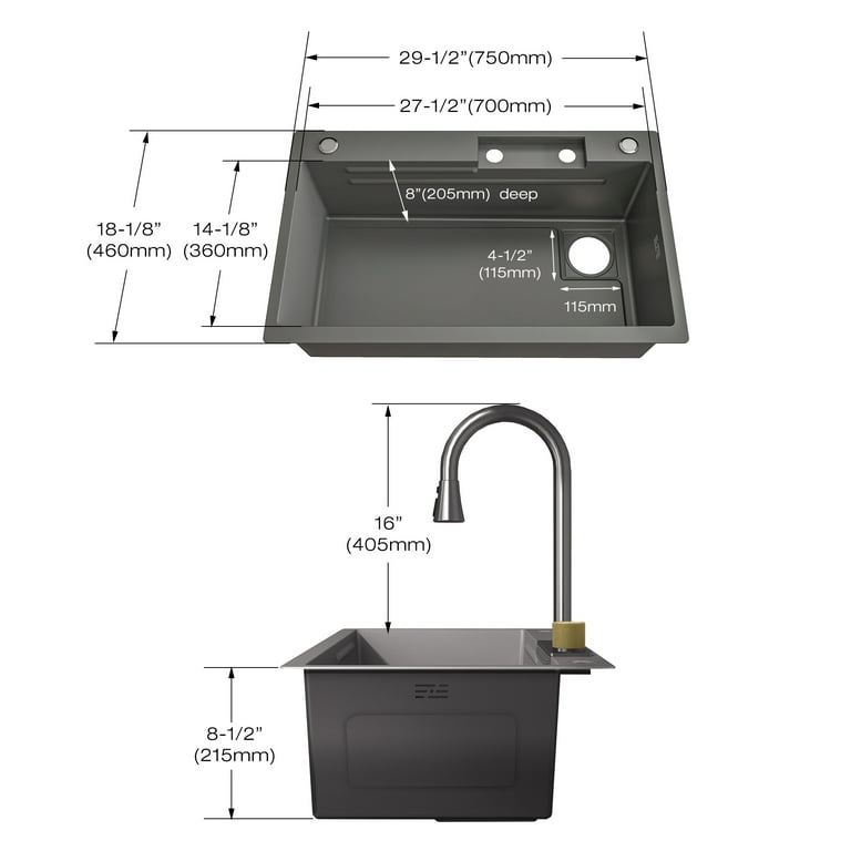 Chiuveta multifunctionala, otel inoxidabil, 75x45cm, gri RV888824