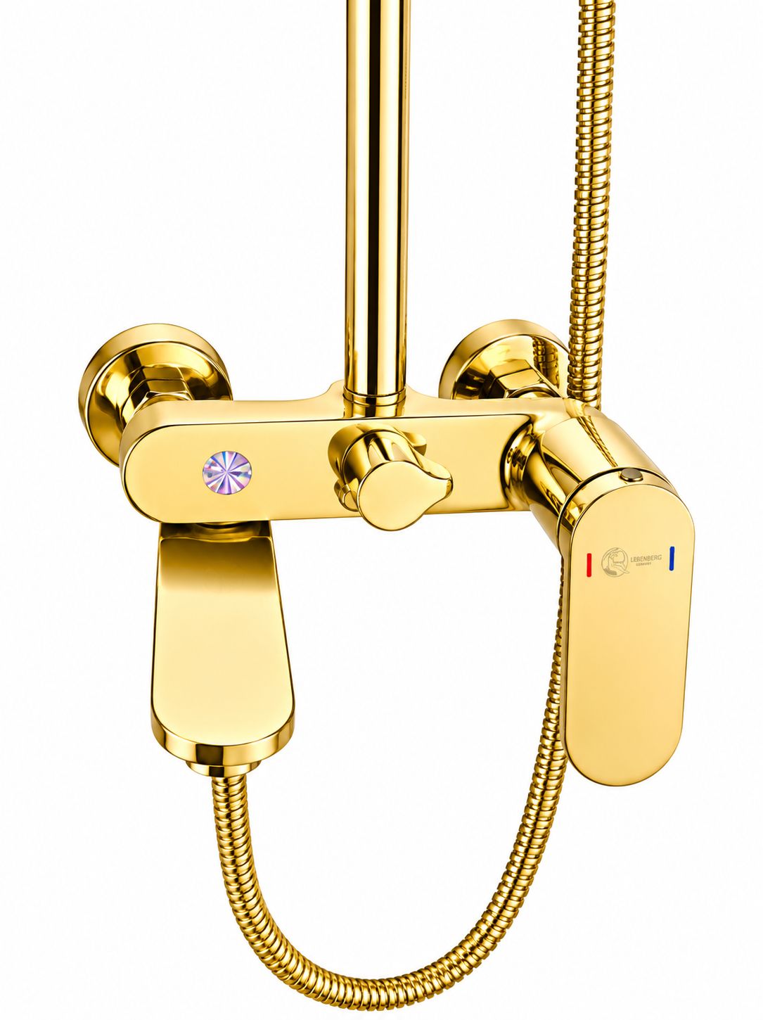 Coloana de dus, baterie incorporata,pipa pivotanta, alama, auriu lucios RV16519GOLD