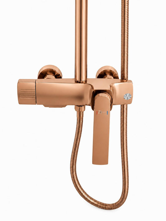 Coloana de dus, baterie incorporata, alama, rose gold RV61019R