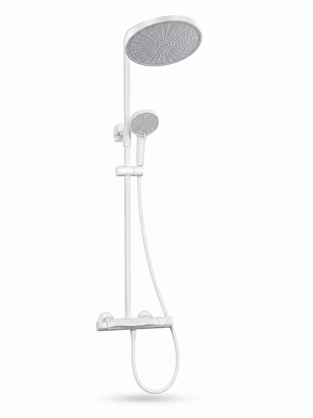 Coloana de dus, baterie incorporata, termostat, alama, alb RV84040W