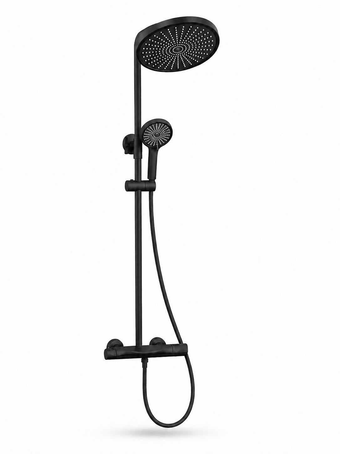 Coloana de dus, baterie incorporata, termostat, alama, negru RV84040B