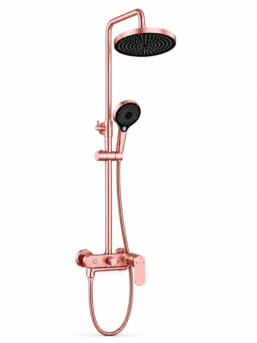 Coloana de dus, baterie incorporata,pipa pivotanta, alama, rose-gold RV16519R