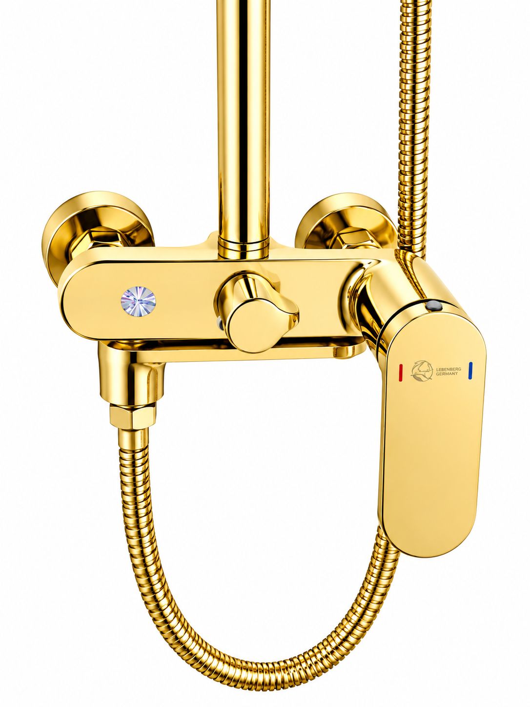 Coloana de dus, baterie incorporata,pipa pivotanta, alama, auriu lucios RV16519GOLD