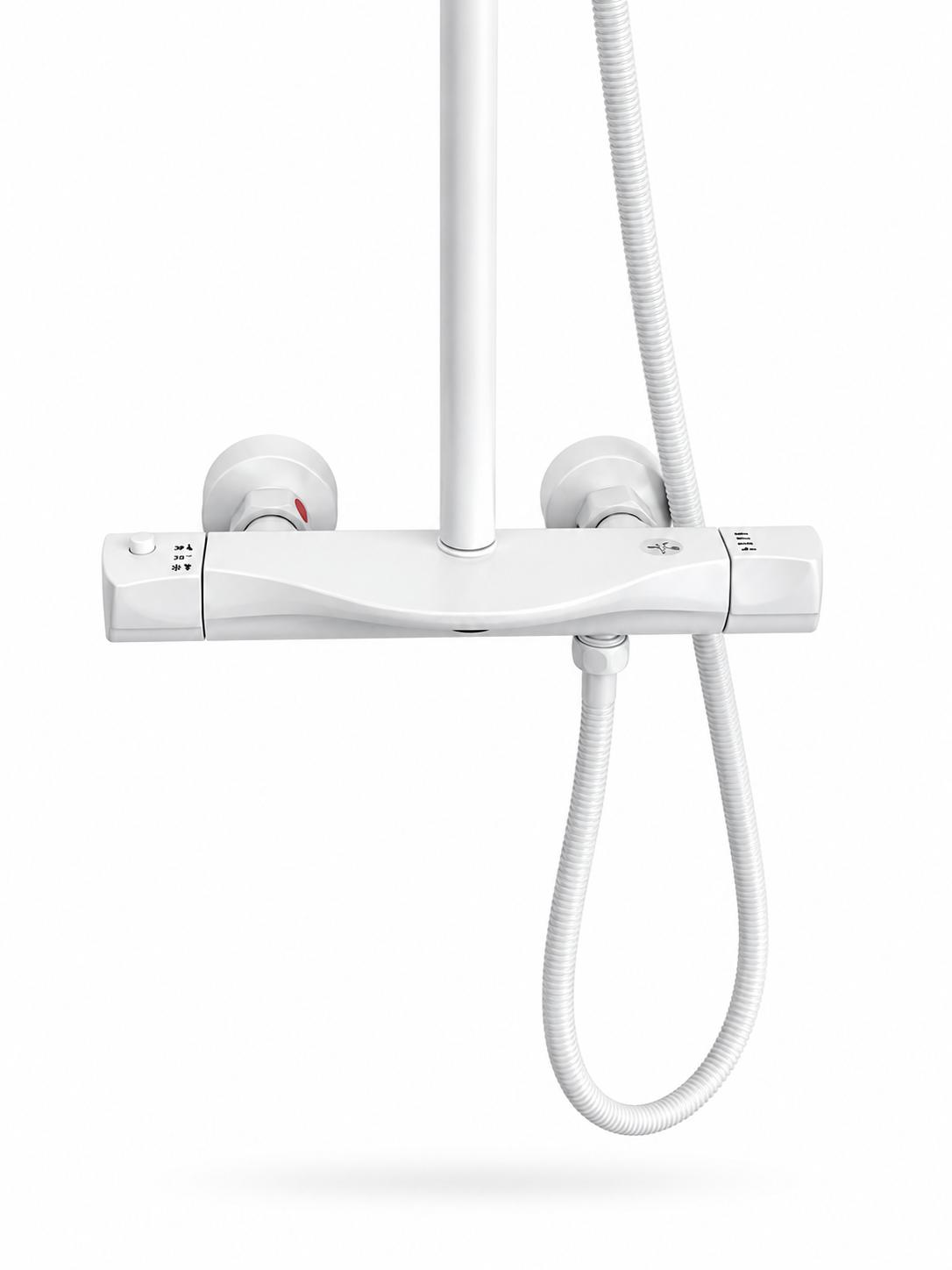 Coloana de dus, baterie incorporata, termostat, alama, alb RV84040W
