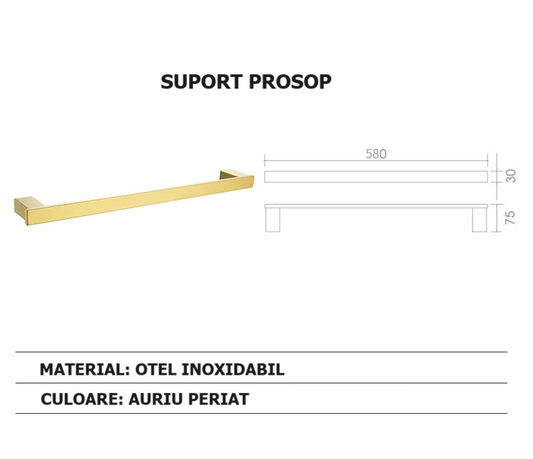 Set 6 piese accesorii baie, otel inoxidabil, gold RV888888