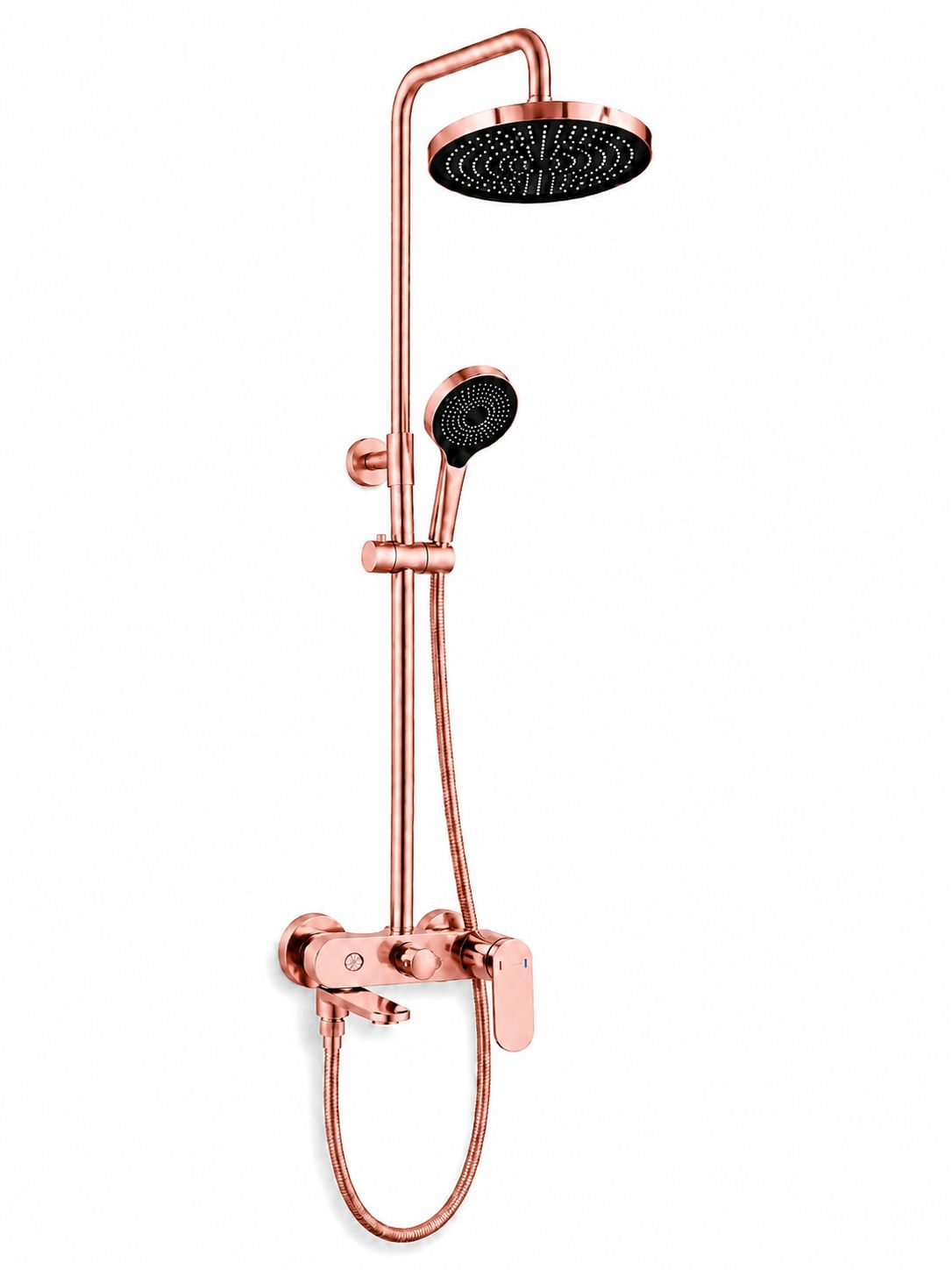Coloana de dus, baterie incorporata,pipa pivotanta, alama, rose-gold RV16519R