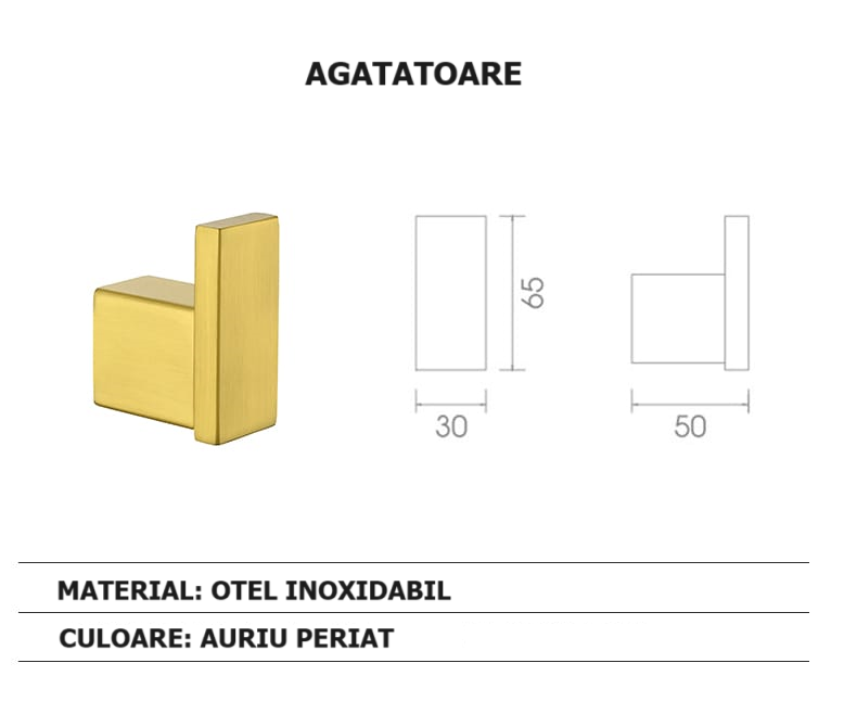 Set 6 piese accesorii baie, otel inoxidabil, gold RV888888