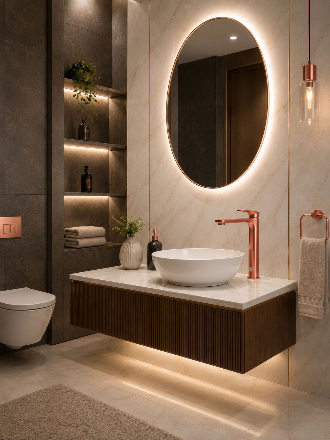 Baterie pentru lavoar cu corp inaltat, alama, rose-gold RV1651HR