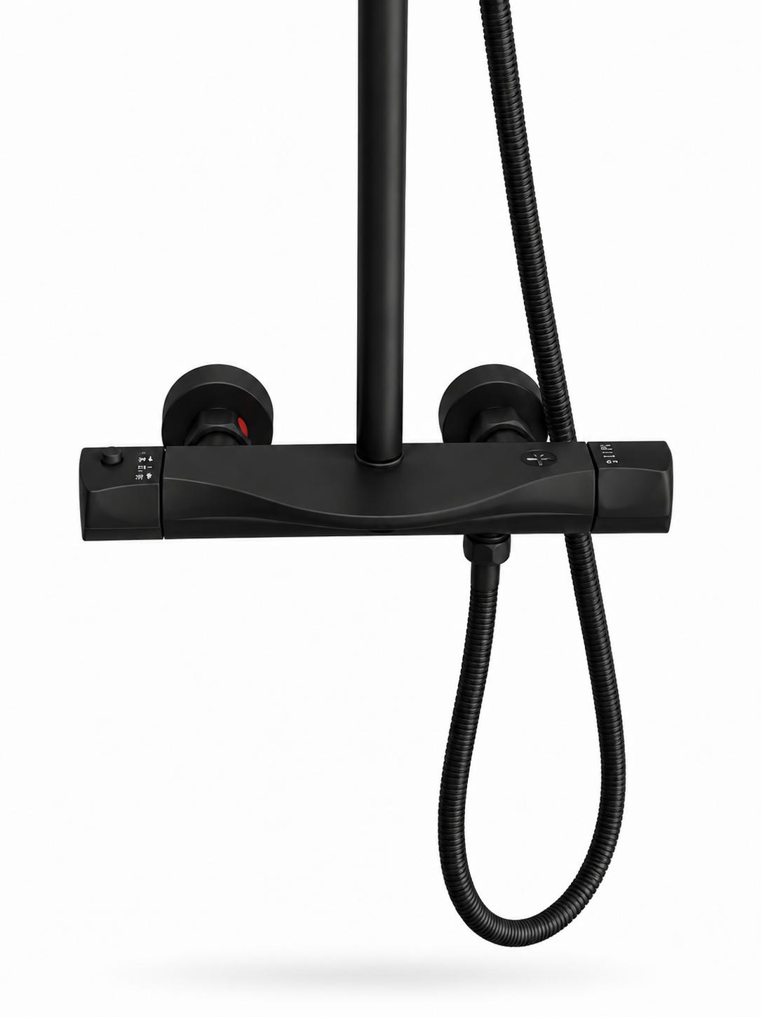 Coloana de dus, baterie incorporata, termostat, alama, negru RV84040B