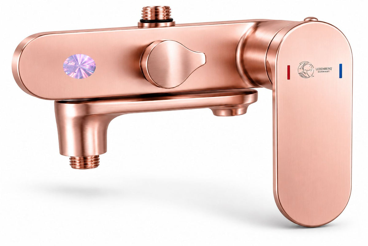 Coloana de dus, baterie incorporata,pipa pivotanta, alama, rose-gold RV16519R