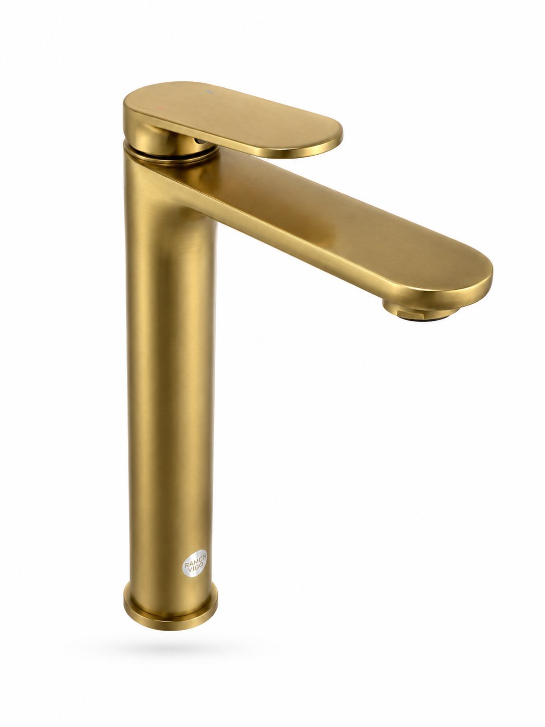 Baterie pentru lavoar cu corp inaltat, alama, auriu periat RV1651HBG