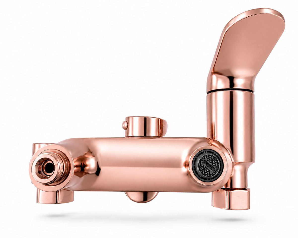 Coloana de dus, baterie incorporata,pipa pivotanta, alama, rose-gold RV16519R