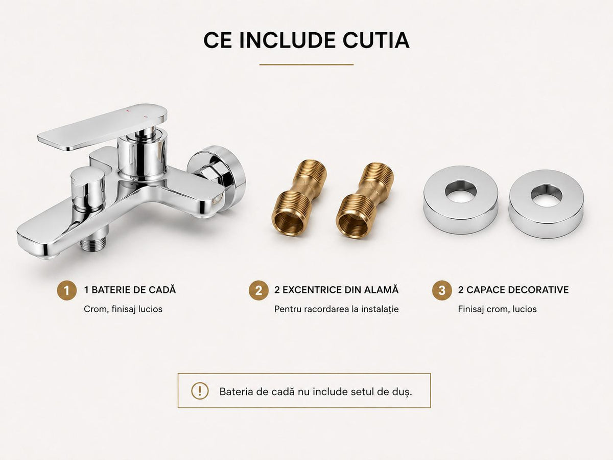 Baterie de cada, alama, fara set de dus, crom RV6105C