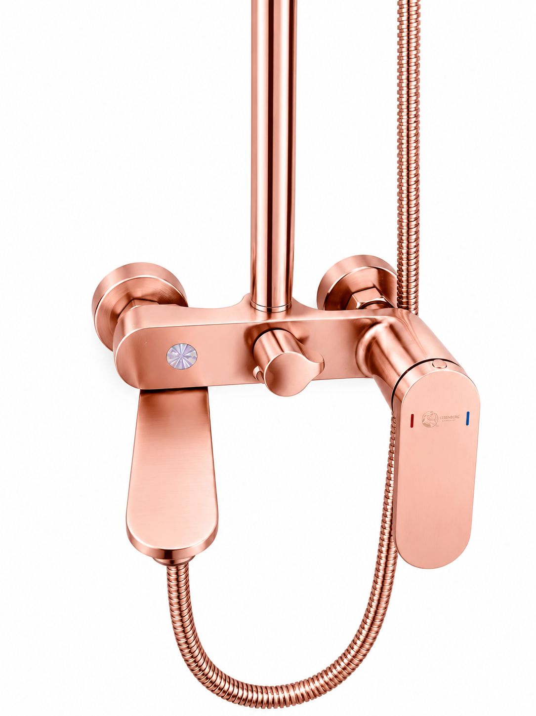 Coloana de dus, baterie incorporata,pipa pivotanta, alama, rose-gold RV16519R