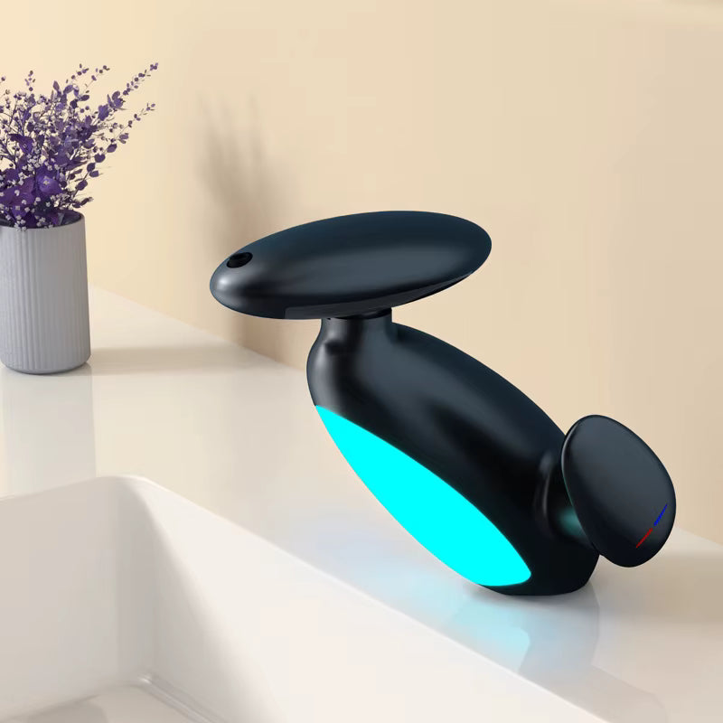 Baterie Chiuveta Baie, 4 Tipuri de Jet, Cap Retractabil, Iluminare Led, Control Inteligent al Apei, Negru RVFH3435B