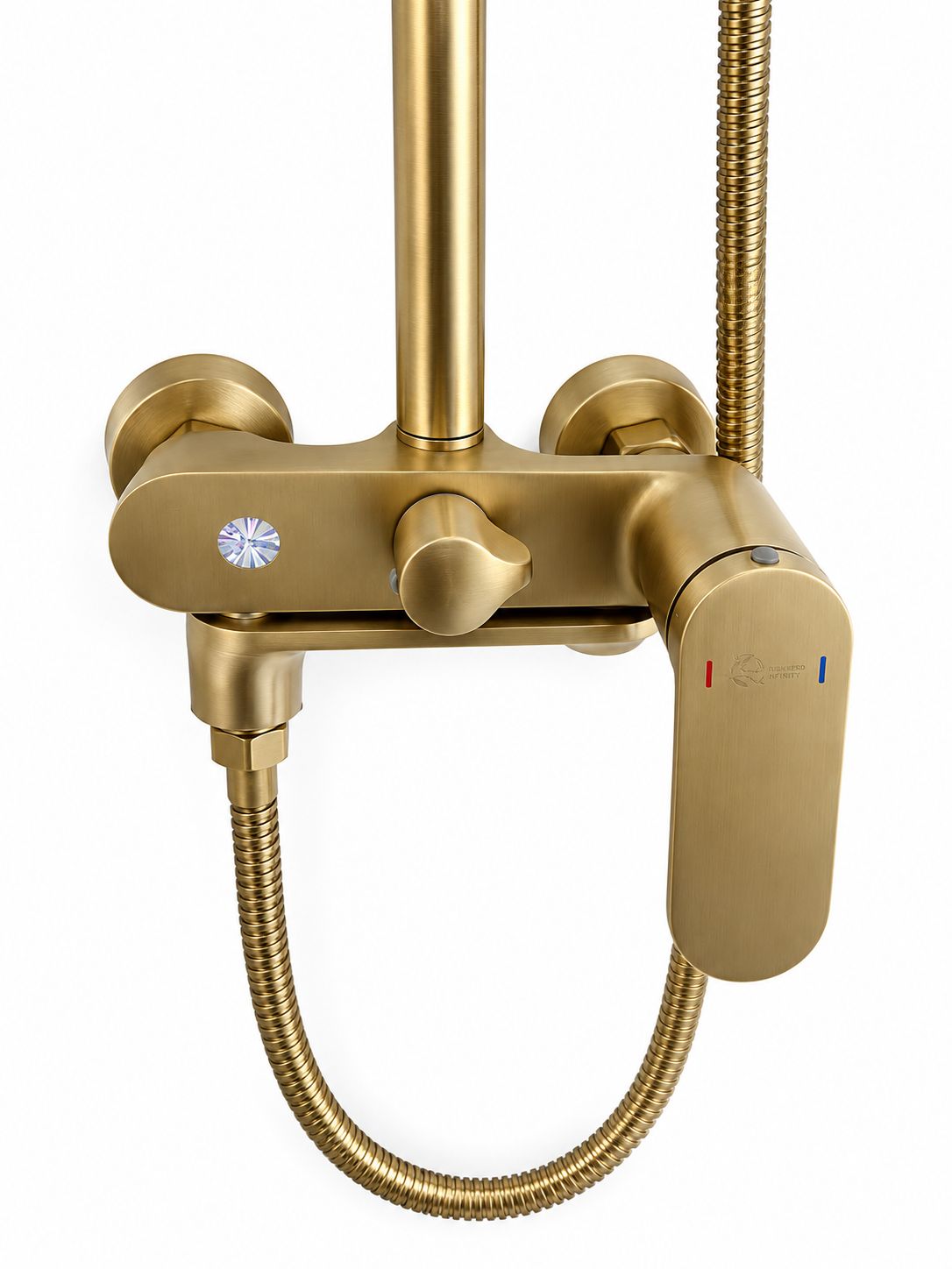 Coloana de dus, baterie incorporata,pipa pivotanta, alama, auriu periat RV16519BG