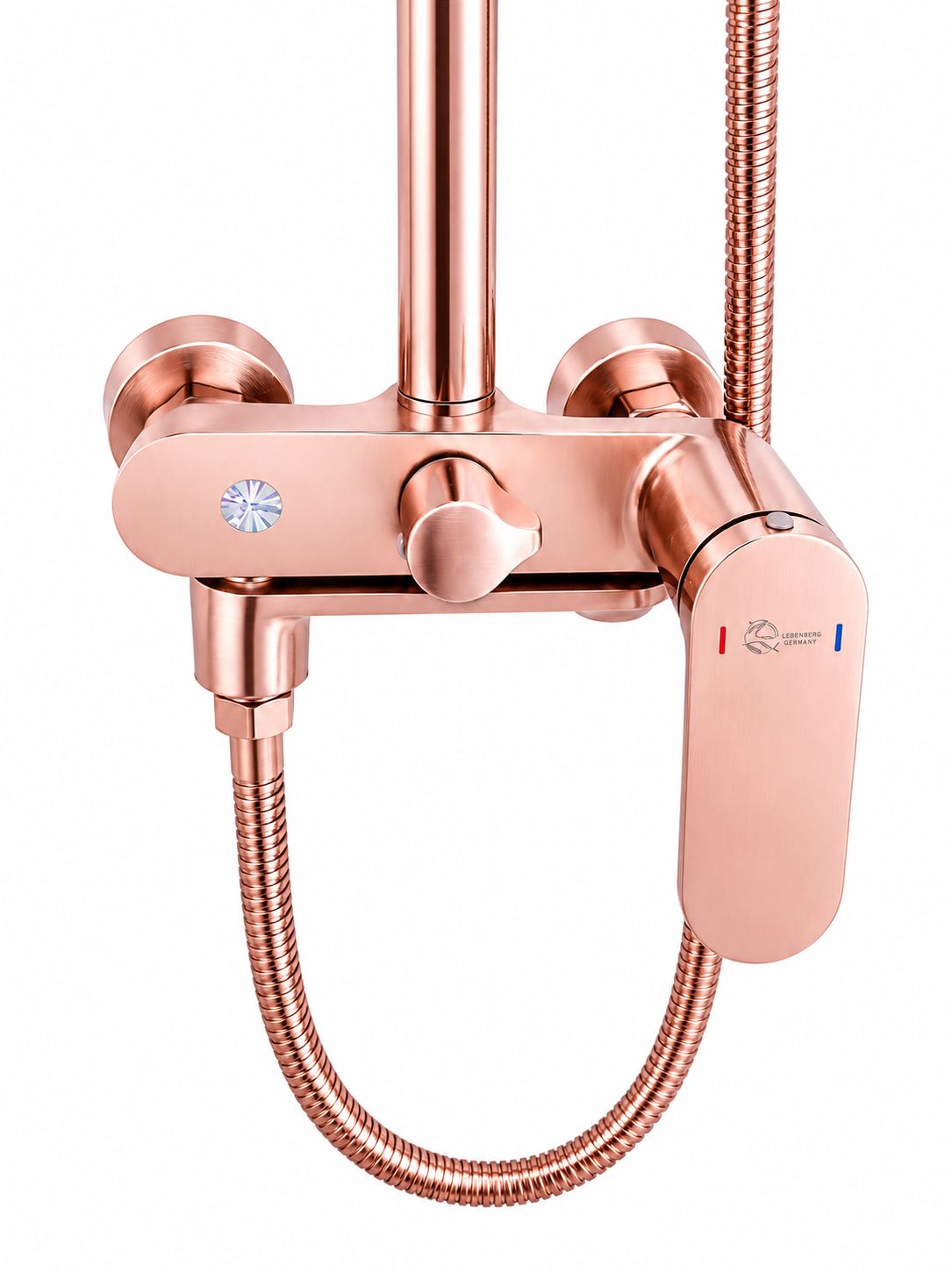 Coloana de dus, baterie incorporata,pipa pivotanta, alama, rose-gold RV16519R