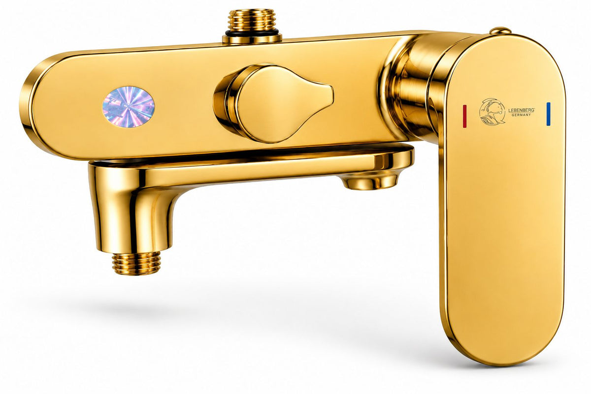 Coloana de dus, baterie incorporata,pipa pivotanta, alama, auriu lucios RV16519GOLD