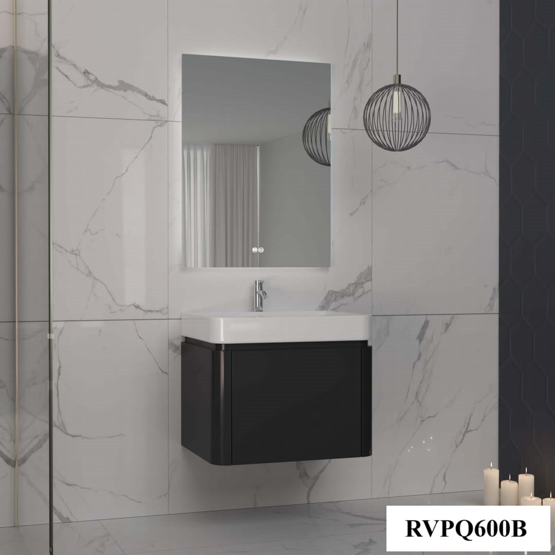 Set mobilier baie, PVC, 60x46x50cm, negru RVPQ600B