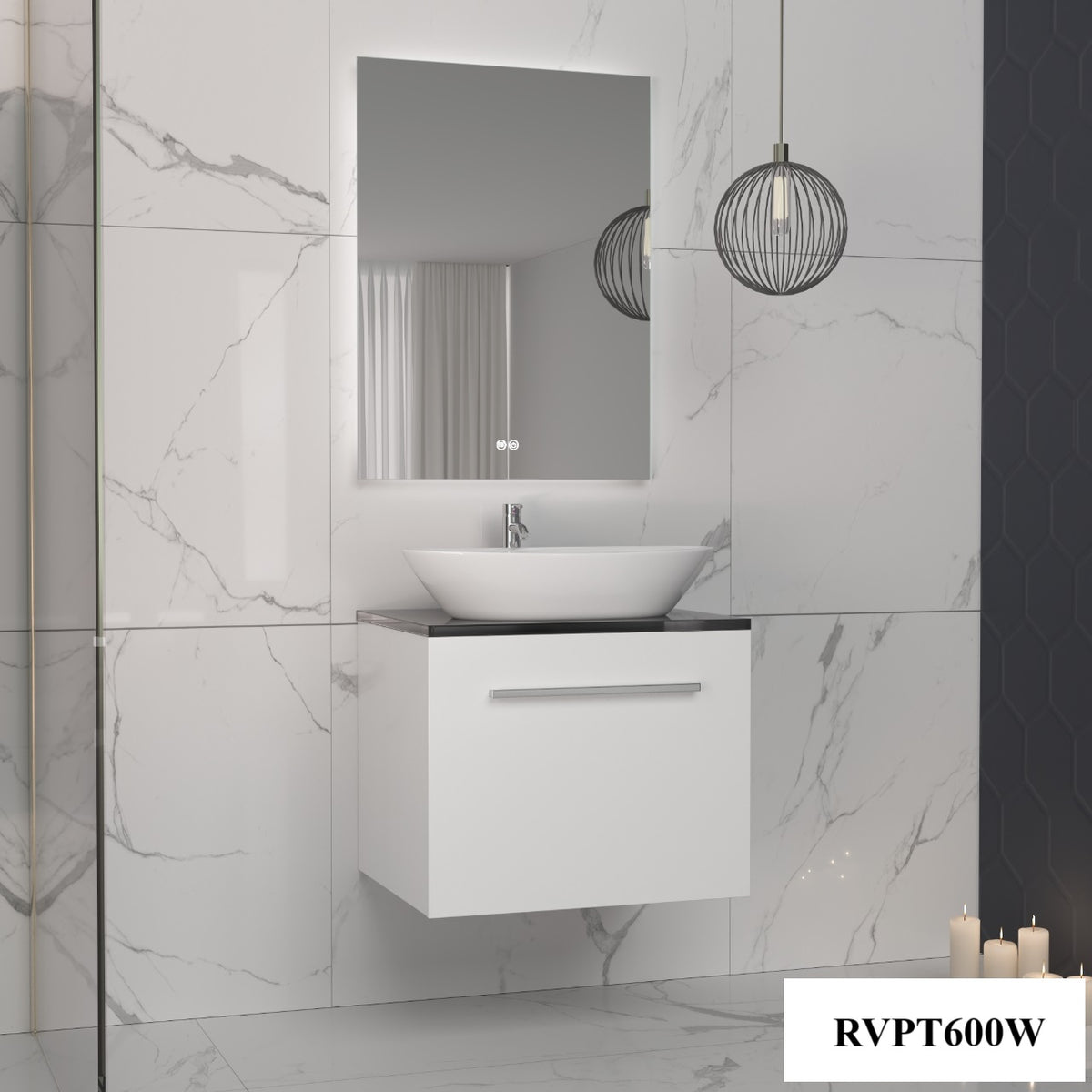 Set mobilier baie, PVC, 60x46x50cm, alb RVPT600W