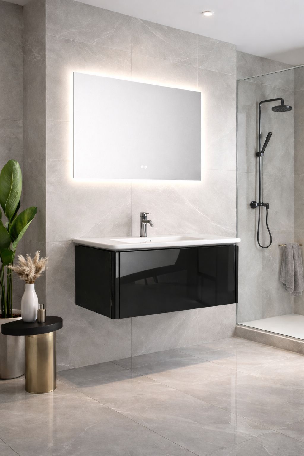 Set mobilier baie, PVC, 80x46x45cm, negru RVC2004B