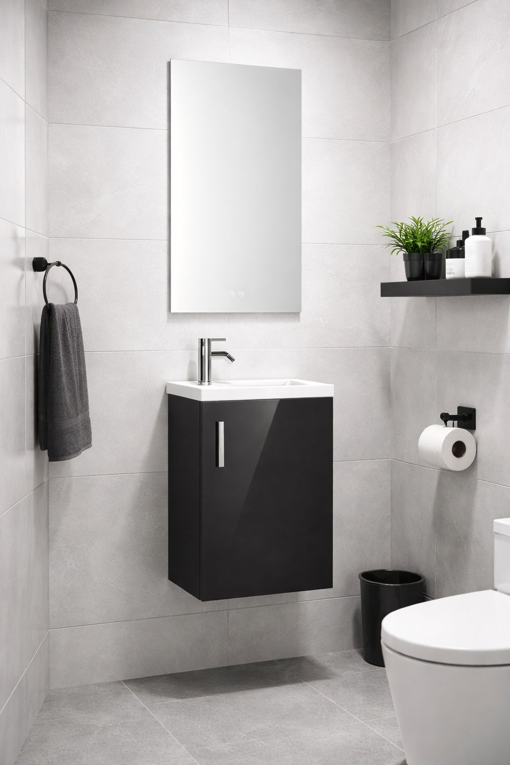 Set mobilier baie, PVC, 40x20x55cm, negru RVH24-400B