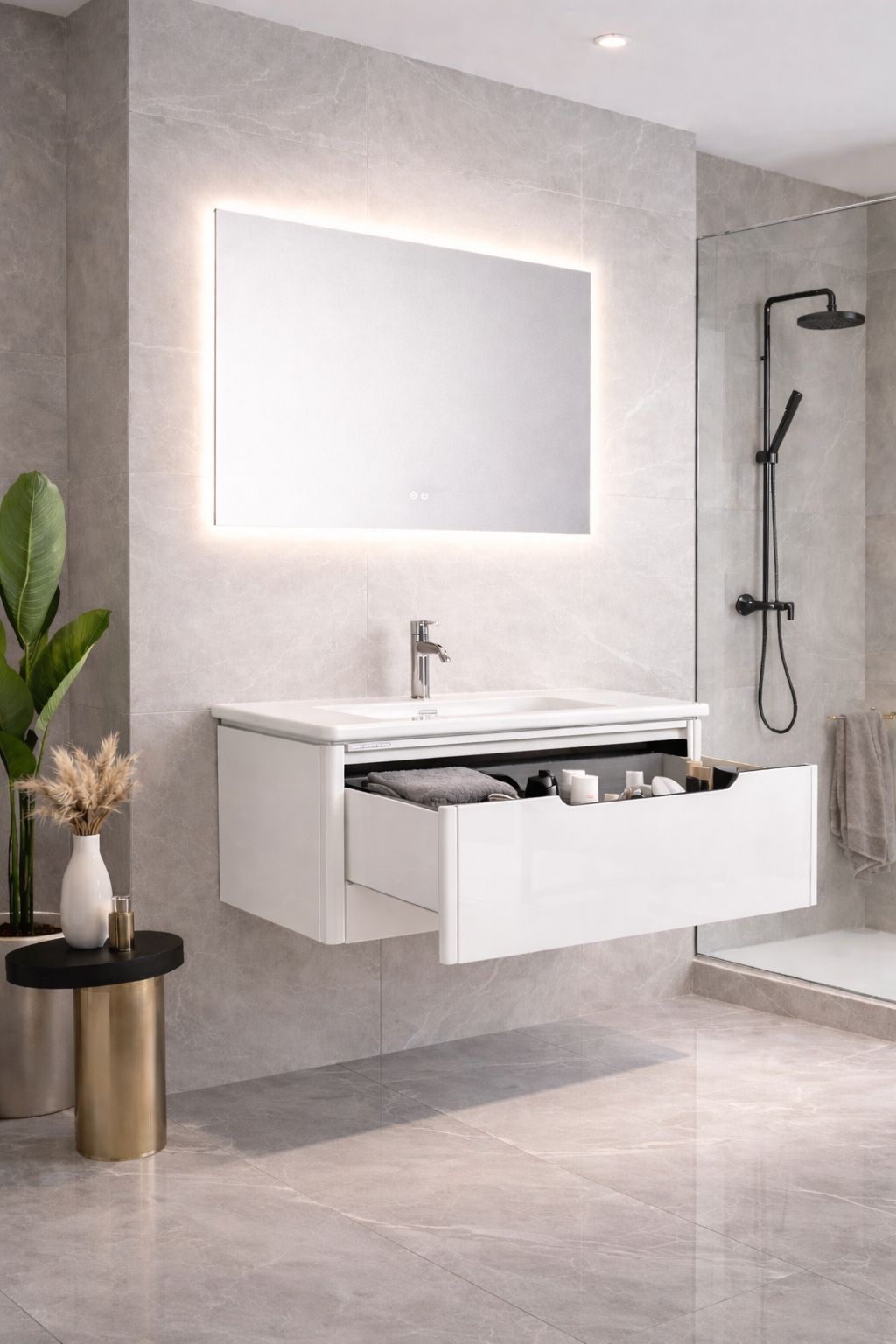 Set mobilier baie, PVC, 80x46x45cm, alb RVC2004W