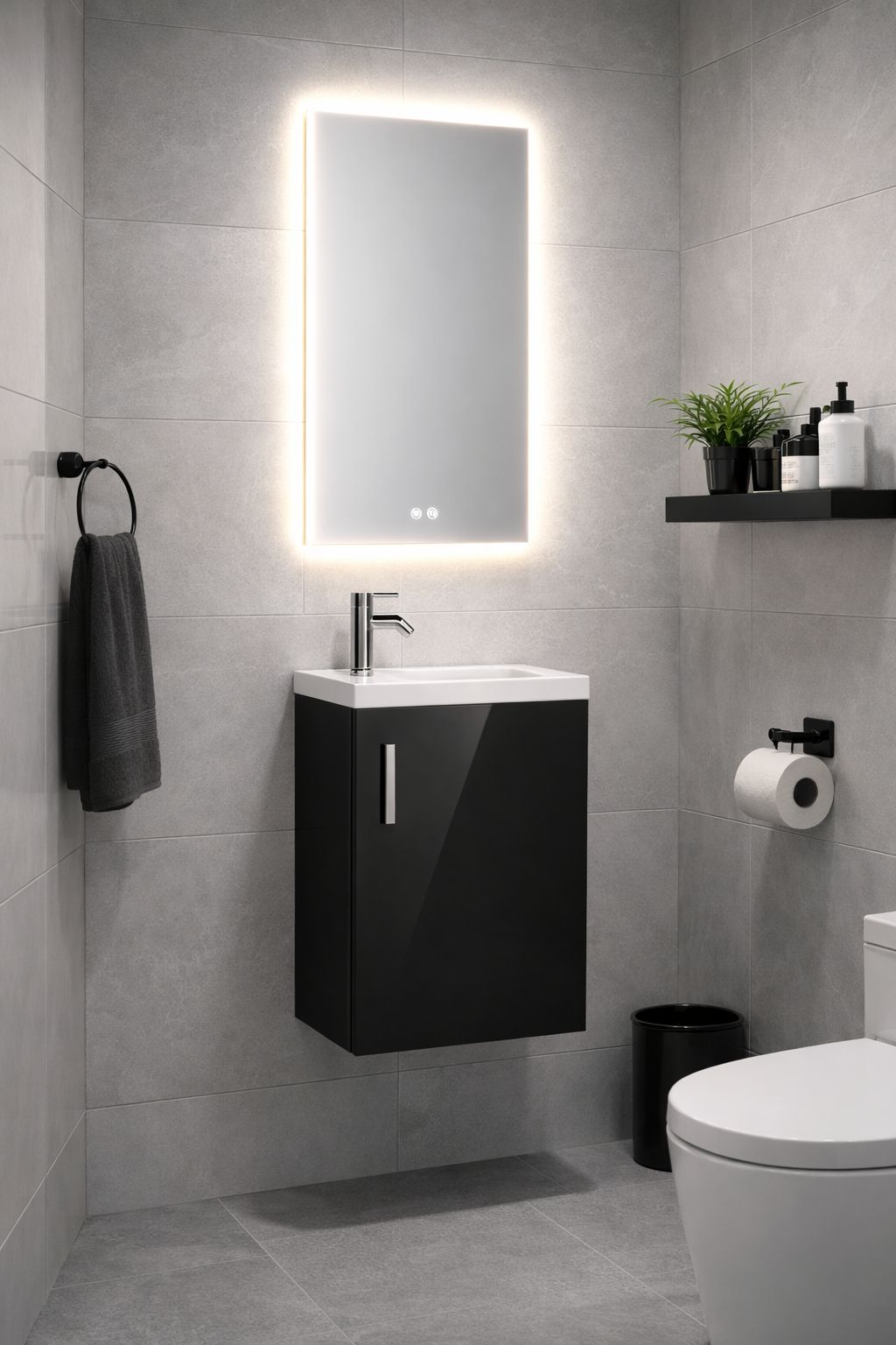 Set mobilier baie, PVC, 40x20x55cm, negru RVH24-400B