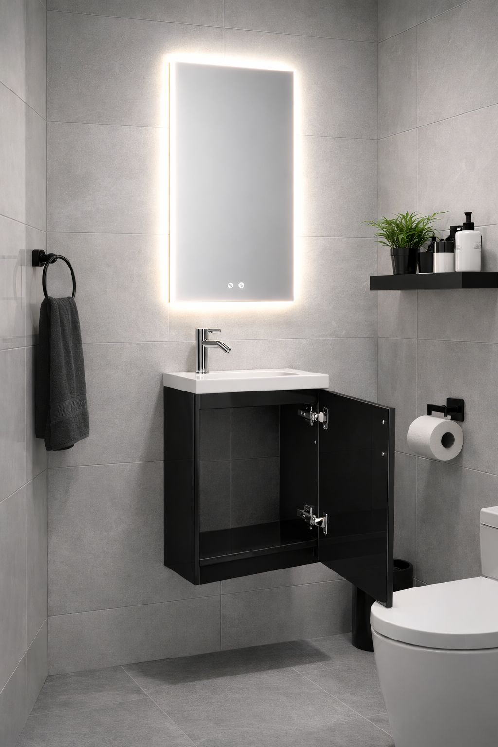 Set mobilier baie, PVC, 40x20x55cm, negru RVH24-400B