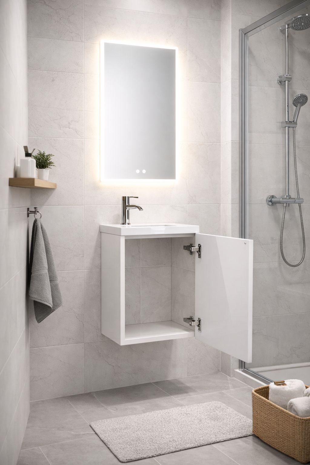 Set mobilier baie, PVC, 40x20x55cm, alb RVH24-400W