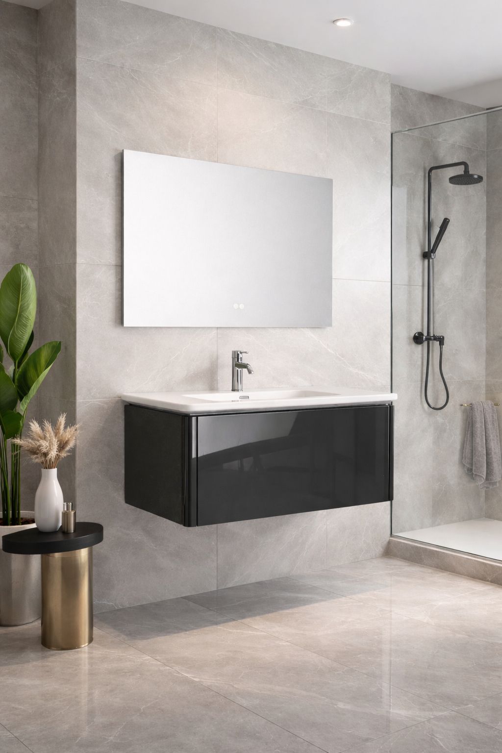 Set mobilier baie, PVC, 80x46x45cm, negru RVC2004B