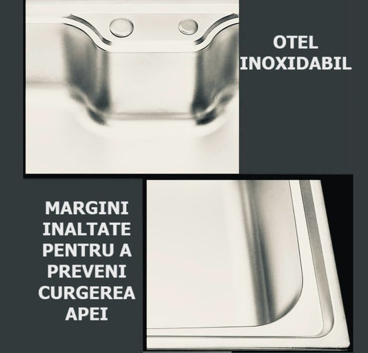 Chiuveta de bucatarie, otel inoxidabil, 80x50 cm, satin  RV888825