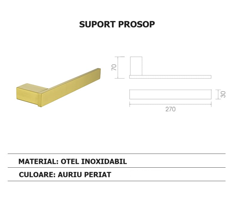 Set 6 piese accesorii baie, otel inoxidabil, gold  RV888888