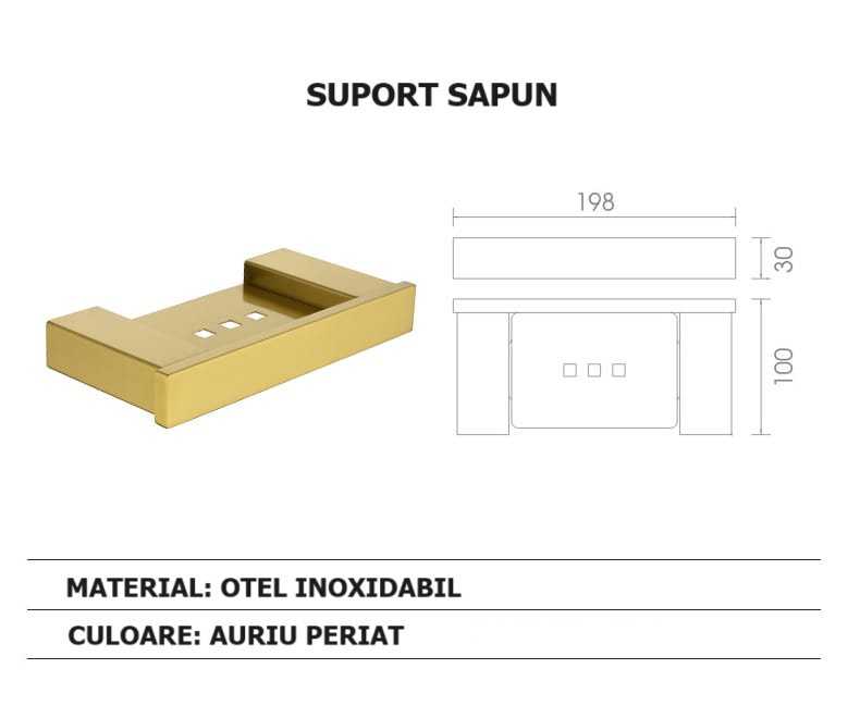 Set 6 piese accesorii baie, otel inoxidabil, gold  RV888888