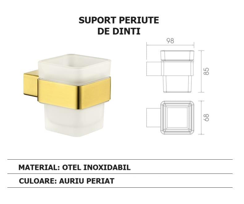 Set 6 piese accesorii baie, otel inoxidabil, gold  RV888888