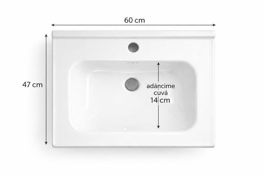Set mobilier baie, suspendat, 60x47cm, sluminiu, sertar compartimentat, dulap oglinda 55x68x11cm, LED cu senzor, alb RVSH608-60-W