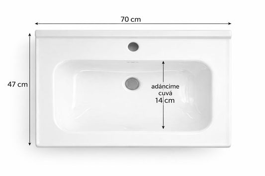 Set mobilier baie, suspendat, 70x47cm, sluminiu, sertar compartimentat, dulap oglinda 65x68x11cm, LED cu senzor, alb RVSH608-70-W
