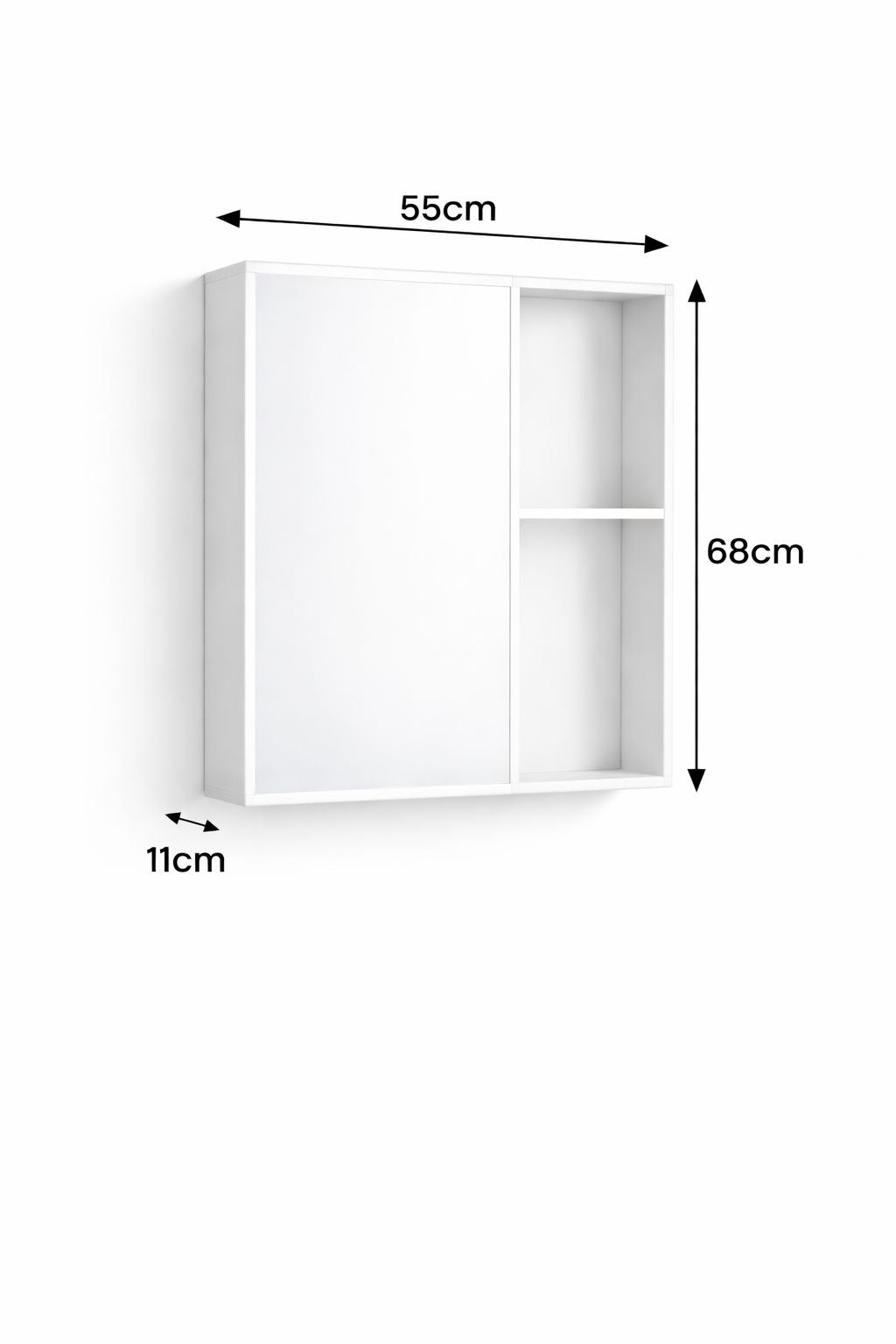 Set mobilier baie, suspendat, lavoar inclus, 60x46x41cm, aluminiu, dulap de baie cu oglinda LED, 55x68x11cm, 3 culori lumina, functie dezaburire, alb marmorat RVBS803-60-W