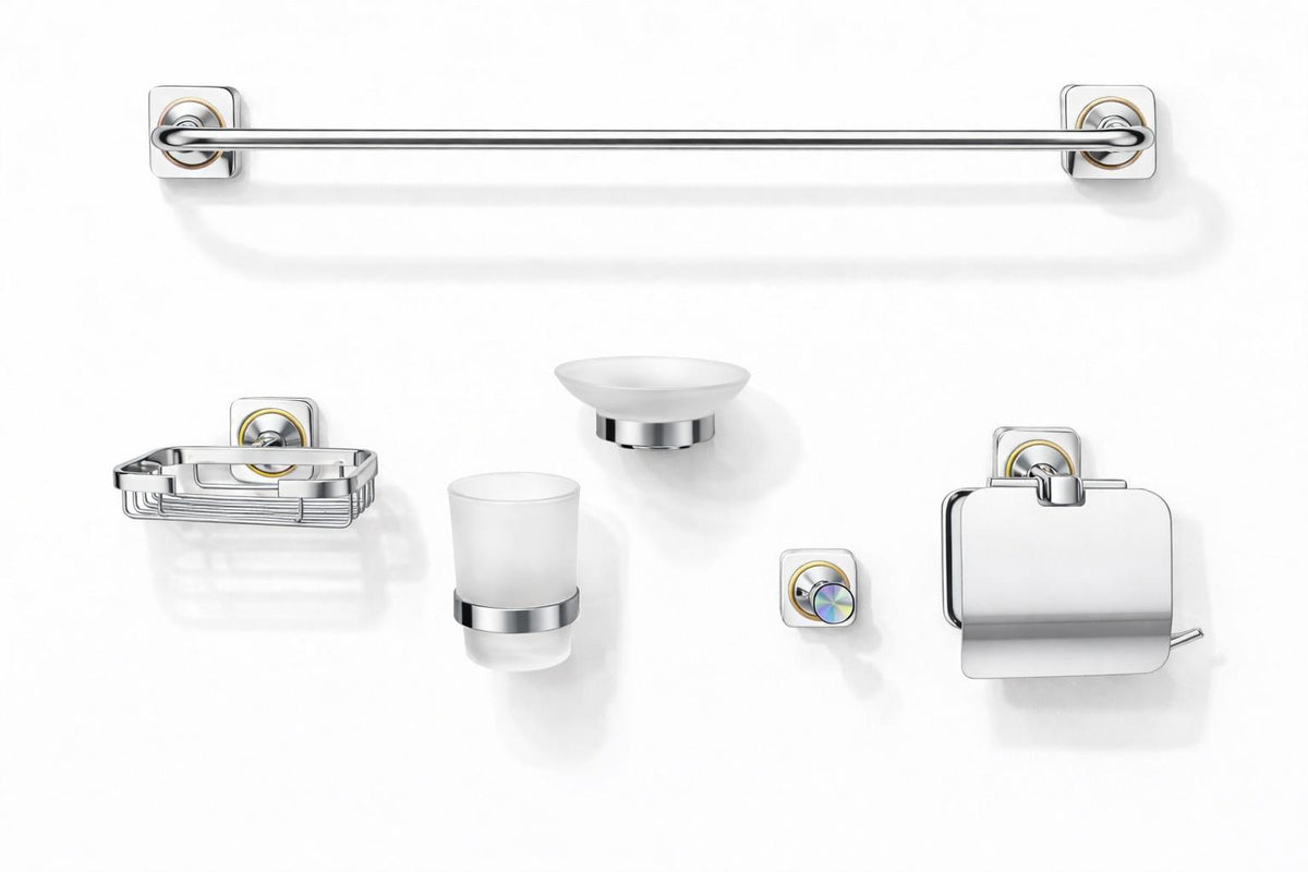 Set 6 piese accesorii baie, alama, crom RV888835